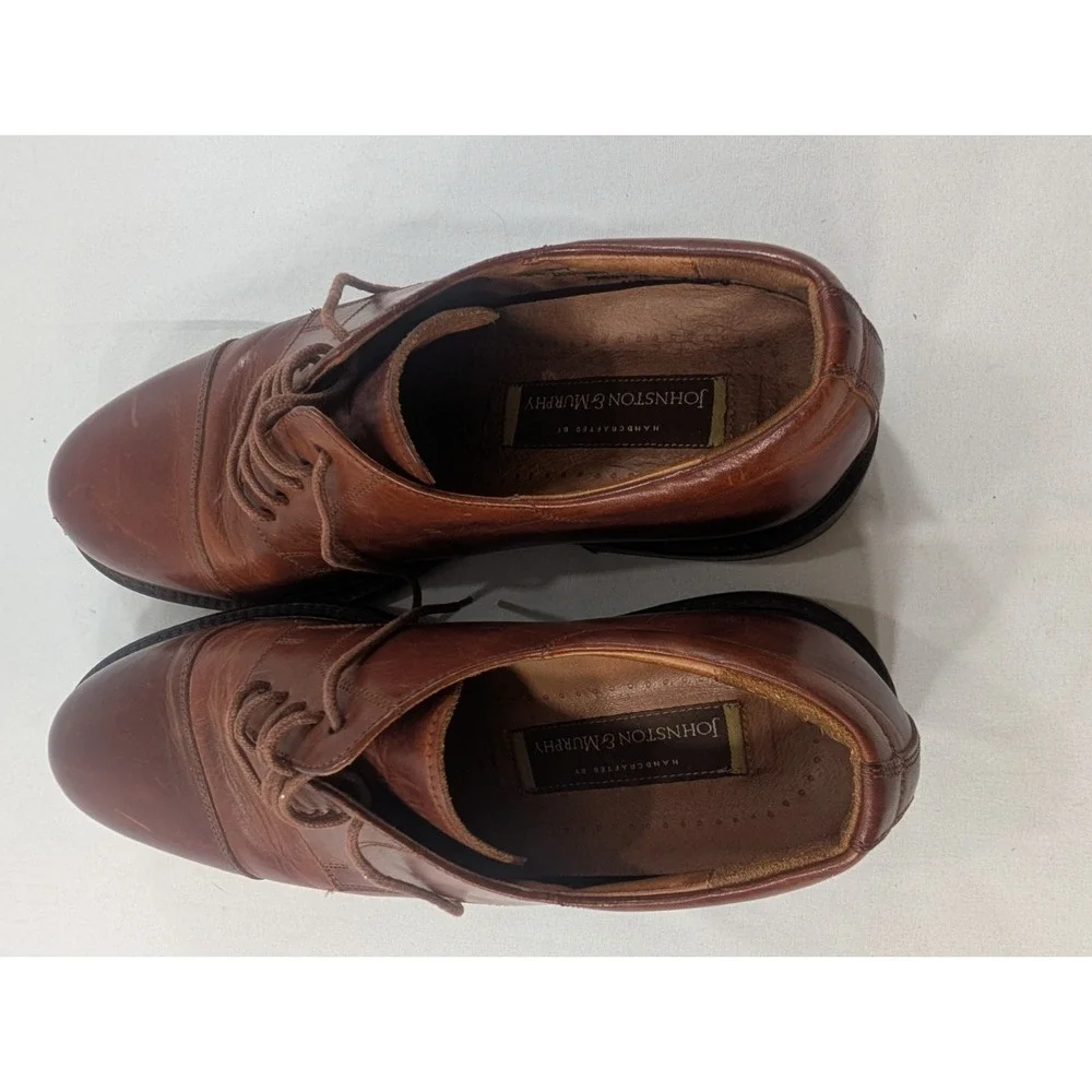 TABOR CAP TOE MEN'S‎ SHOES 10.5 M BROWN LEATHER JOHNSTON MURPHY